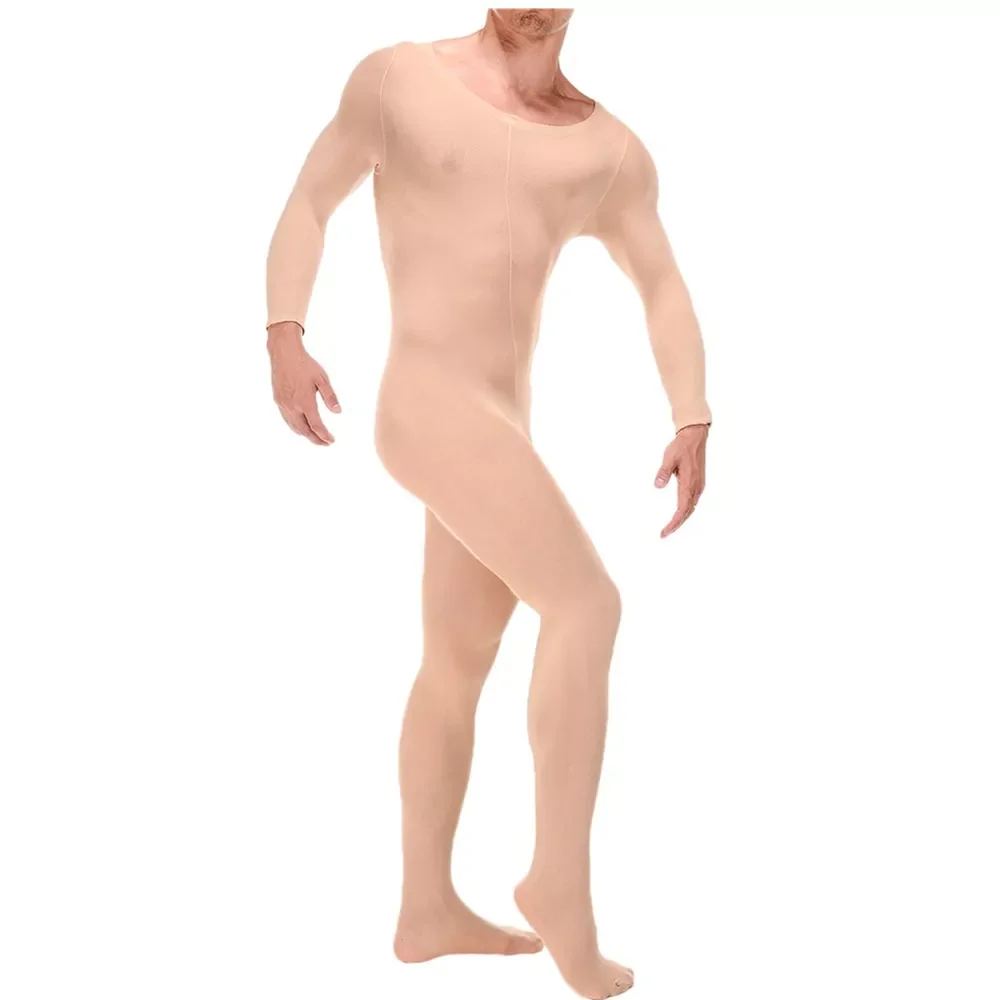 

Size Sexy Men Body stockings Transparent Bodysuit Pantyhose Open Sheath Sleeve Tight Stocking Crotch Close Erotic Lingerie