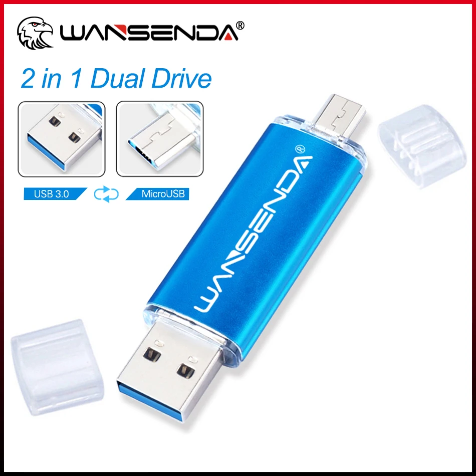 

WANSENDA High Speed USB Flash Drive OTG Pendrive 128GB MicroUSB Stick 16GB 32GB 64GB 256GB Memory Disk for Micro Android /PC