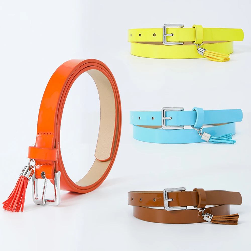 Metal Pin Buckle Patent Leather Thin Belt Candy Color Jeans Dress Decorative Waistbands Tassel Pendant Solid Color Waist Belt
Metal Pin Buckle Patent Leather Thin Belt Candy Color Jeans Dress Decorative Waistbands Tassel Pendant Solid Color Waist Belt