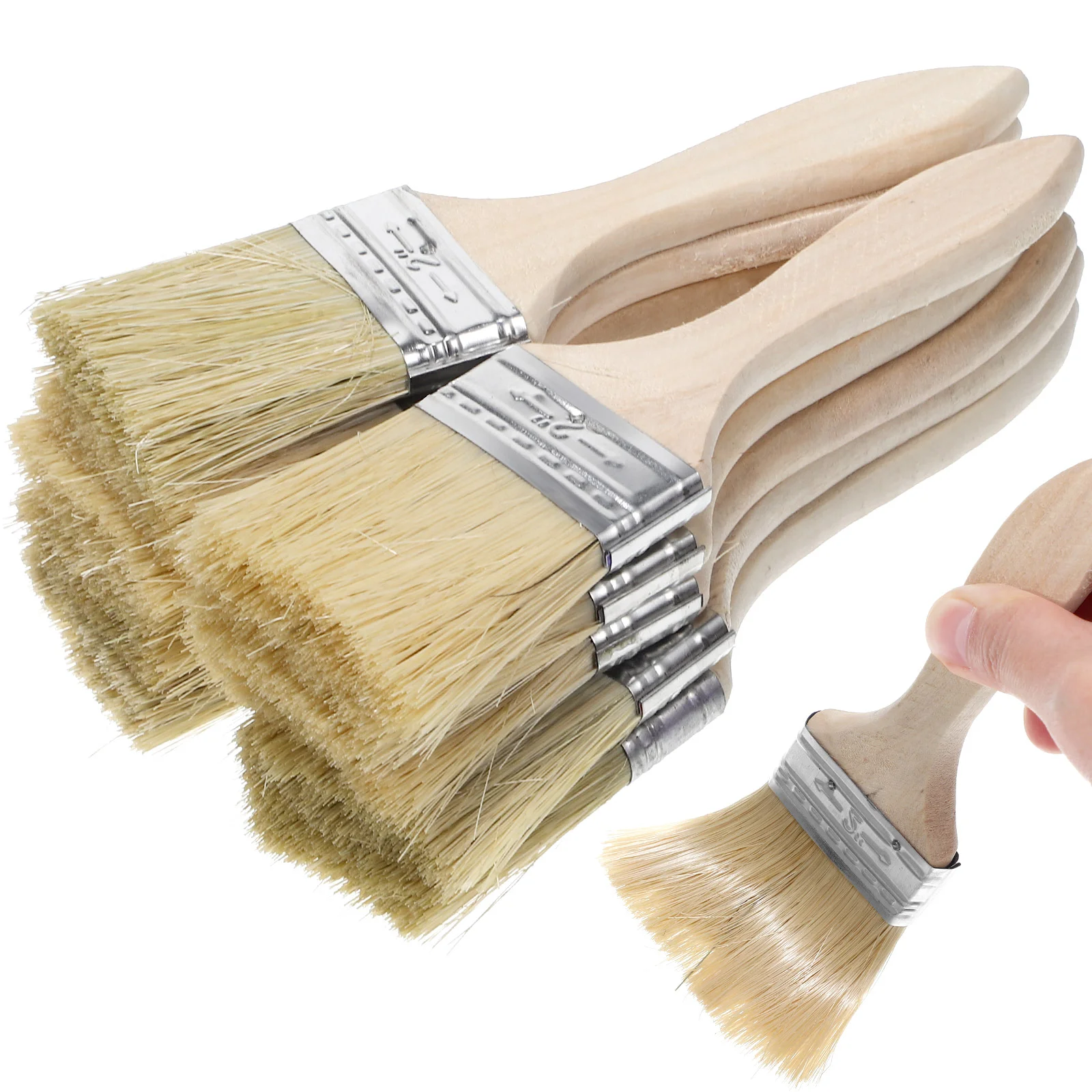 

10 Pcs Thickened Wooden Handle Paint Brush Pastry Brushes Grill Small Basting for Cooking Walls Mixed Silk Stencil