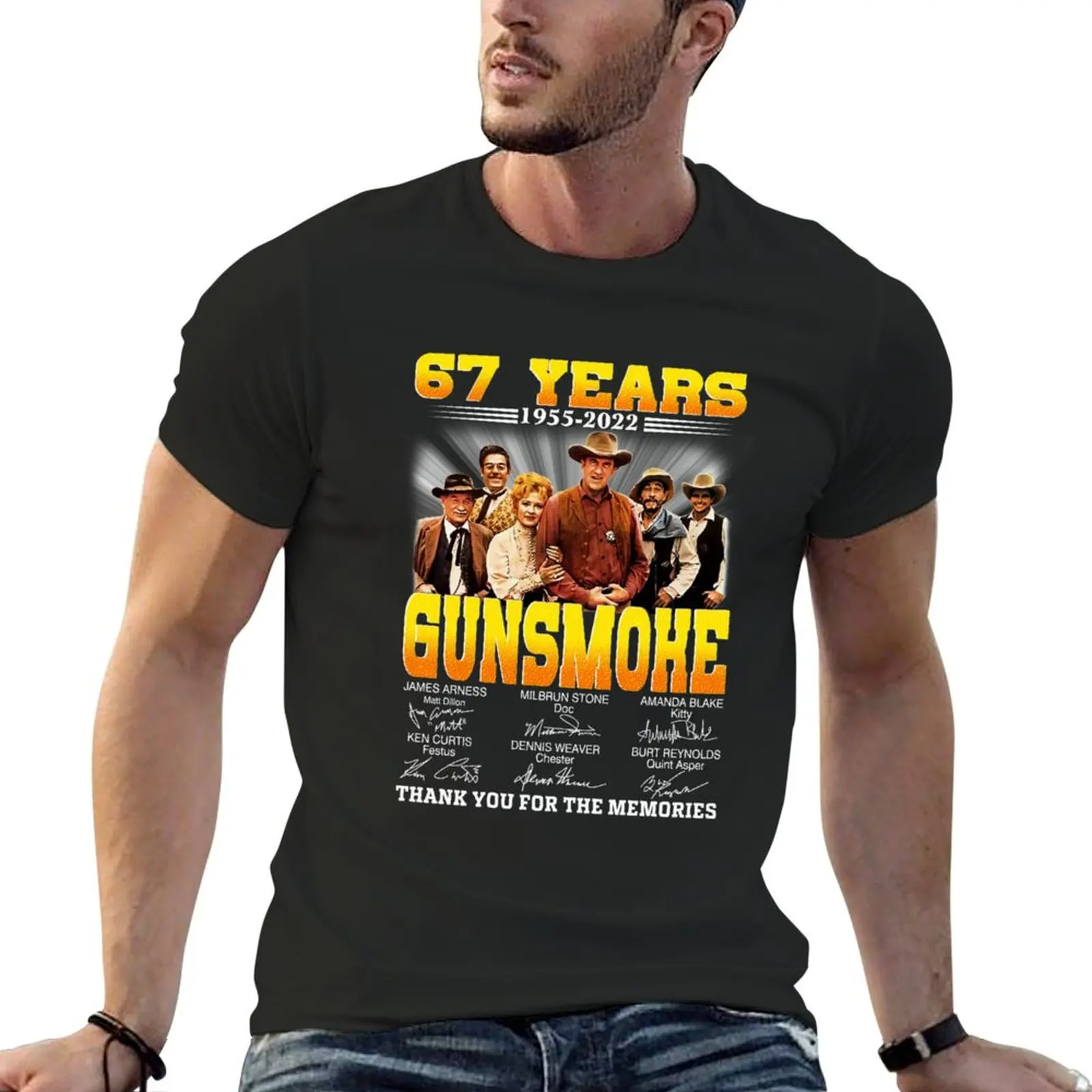 

67 лет, футболка Gunsmoke, быстросохнущая, индивидуальный дизайн, симпатичная одежда, футболка с коротким рукавом, мужская одежда