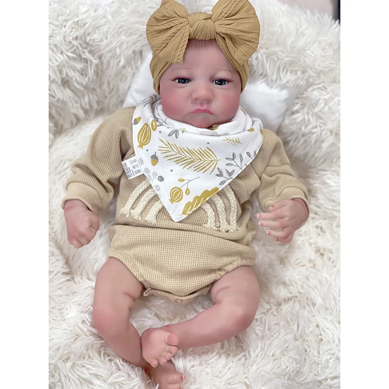 

48cm Already Painted Finished Reborn Baby Doll Levi Awake 3D Skin Visible Veins Collectible Art Doll Gift