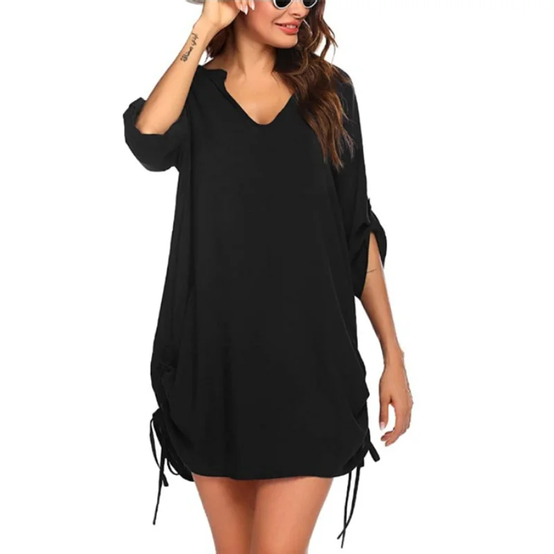 Summer Women's Beach Dress Sarong Bikini Cover Up Bathing Suit Women V-neck Drawstring Beach Vacation Cover-ups Swimwear
Summer Women's Beach Dress Sarong Bikini Cover Up Bathing Suit Women V-neck Drawstring Beach Vacation Cover-ups Swimwear