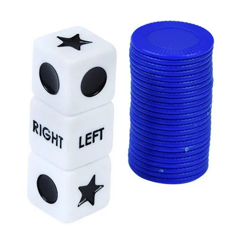 

Left Right Center Dice Game English Version Innovative Left Right Center Table Game With 3 Dices And 24 Chips For Club Drinking