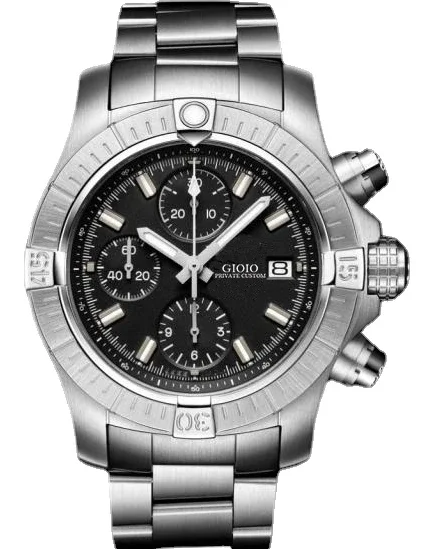 

Luxury New Quartz Chronograph Watch Men Night Mission Stainless Steel Bracelet Rotatable Bezel Blue Black Watches