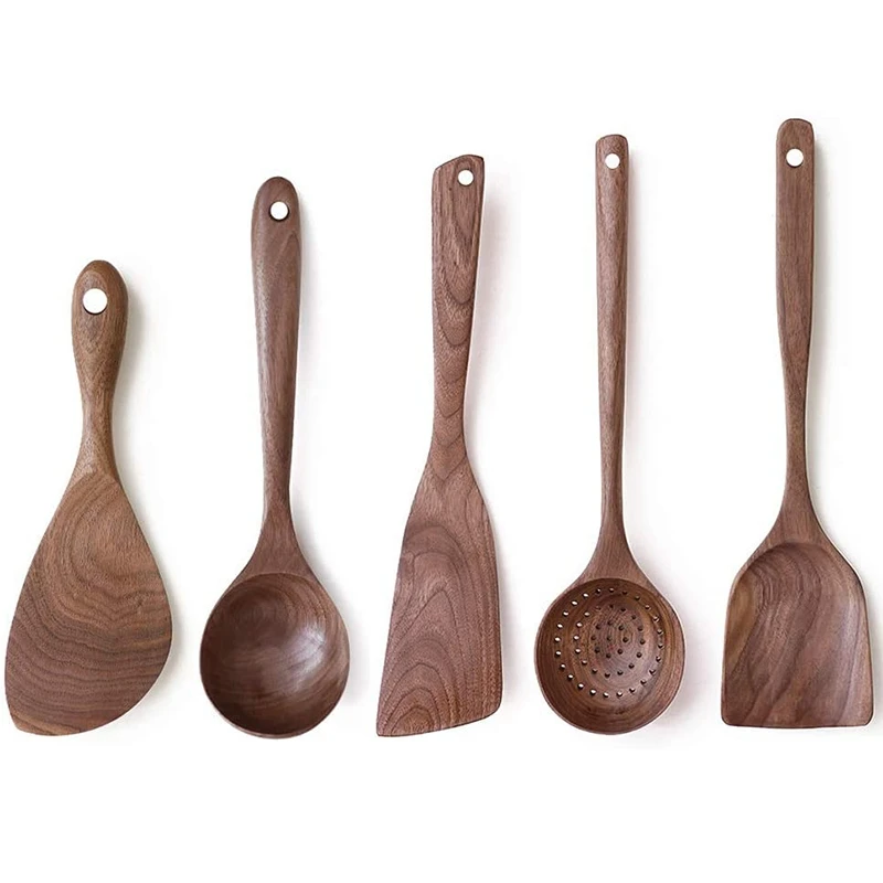 Wooden Kitchen Utensils Set, 5 PCS Handmade Natural Walnut Wood Long Handle Cooking Utensils, Soup Ladle, Angled Spatula
Wooden Kitchen Utensils Set, 5 PCS Handmade Natural Walnut Wood Long Handle Cooking Utensils, Soup Ladle, Angled Spatula