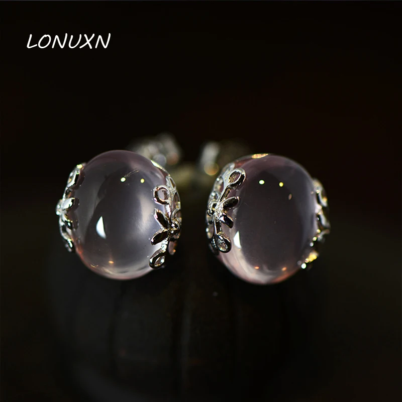 High Quality 925 Sterling Silver Stones Natural Stone Rose Quartz Pink Crystal Earrings Women Jewelry Retro Court Style Gift 
High Quality 925 Sterling Silver Stones Natural Stone Rose Quartz Pink Crystal Earrings Women Jewelry Retro Court Style Gift