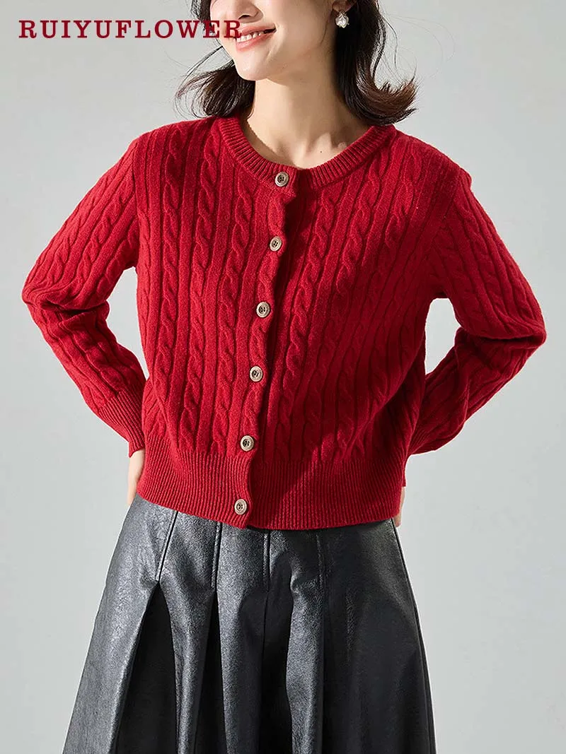 Winter Women Clothes Lady Loose Long Sleeve O-Neck Pure Wool Knitted Cardigan Sweater Female Thickened Warm Tops Bottoming Shirt
Winter Women Clothes Lady Loose Long Sleeve O-Neck Pure Wool Knitted Cardigan Sweater Female Thickened Warm Tops Bottoming Shirt