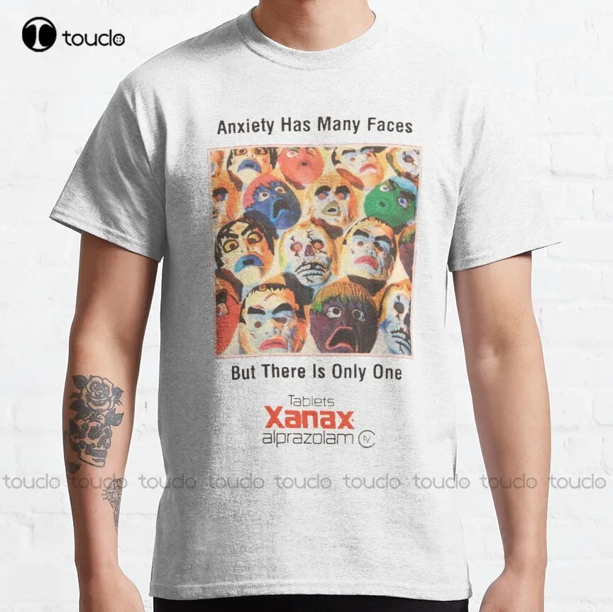 

Классическая мужская футболка Xanax с большим количеством лиц, повседневные мужские рубашки на заказ, футболка с цифровой печатью в стиле унисекс для подростков, Новинка