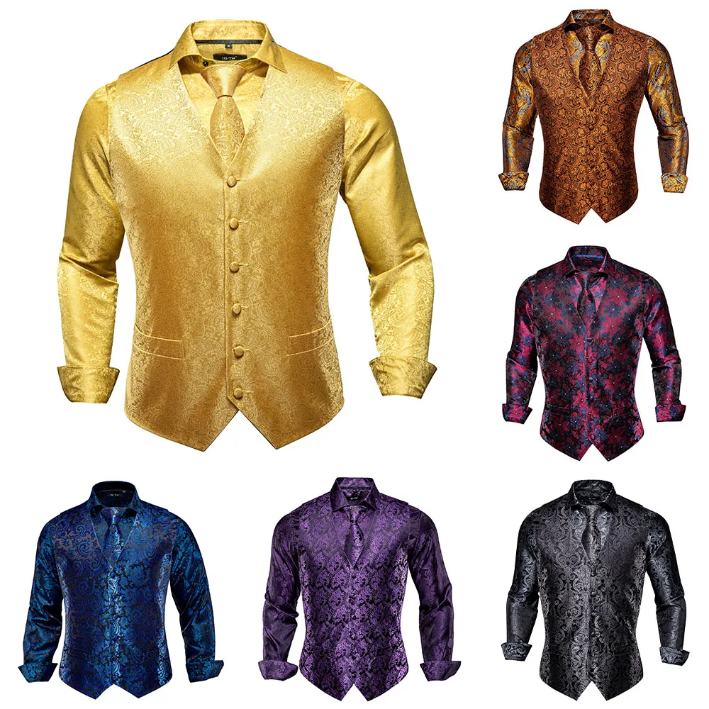 Fashion Mens Silk Vests Shirts Set Paisley Gold Black Red Blue Waistcoat Shirt Tie Hanky Cufflinks Wedding Business Party Hi-Tie
Fashion Mens Silk Vests Shirts Set Paisley Gold Black Red Blue Waistcoat Shirt Tie Hanky Cufflinks Wedding Business Party Hi-Tie