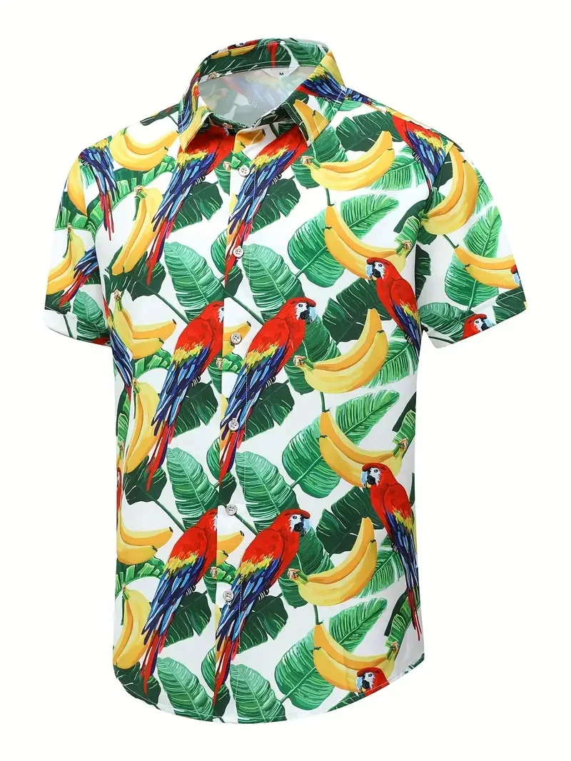 قمصان هاواي للرجال ذات طباعة زهور استوائية نابضة بالحياة، كاجوال بأكمام قصيرة وأزرار لأعلى، قميص شاطئ للرجال في عطلة الصيف قمصان هاواي للرجال ذات طباعة زهور استوائية نابضة بالحياة، كاجوال بأكمام قصيرة وأزرار لأعلى، قميص شاطئ للرجال في عطلة الصيف