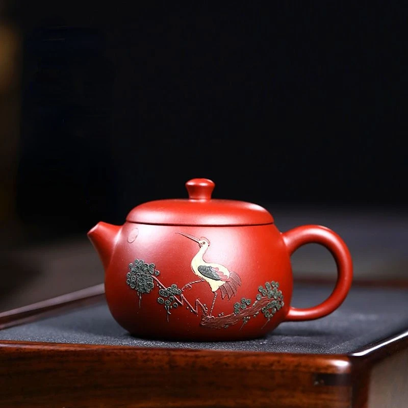 

Yixing Purple Clay Teapot Xishi Tea Pot Raw Ore Dahongpao Crane High Quality Teaware Oolong Pu're Tea Set Filter Kettle