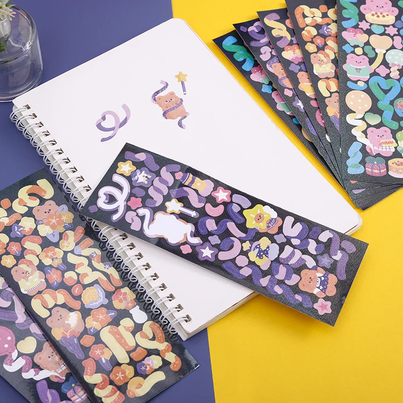 Laser glittering ribbon bear sticker Korean goo card decoration DIY star small card hand account album collage material
Laser glittering ribbon bear sticker Korean goo card decoration DIY star small card hand account album collage material