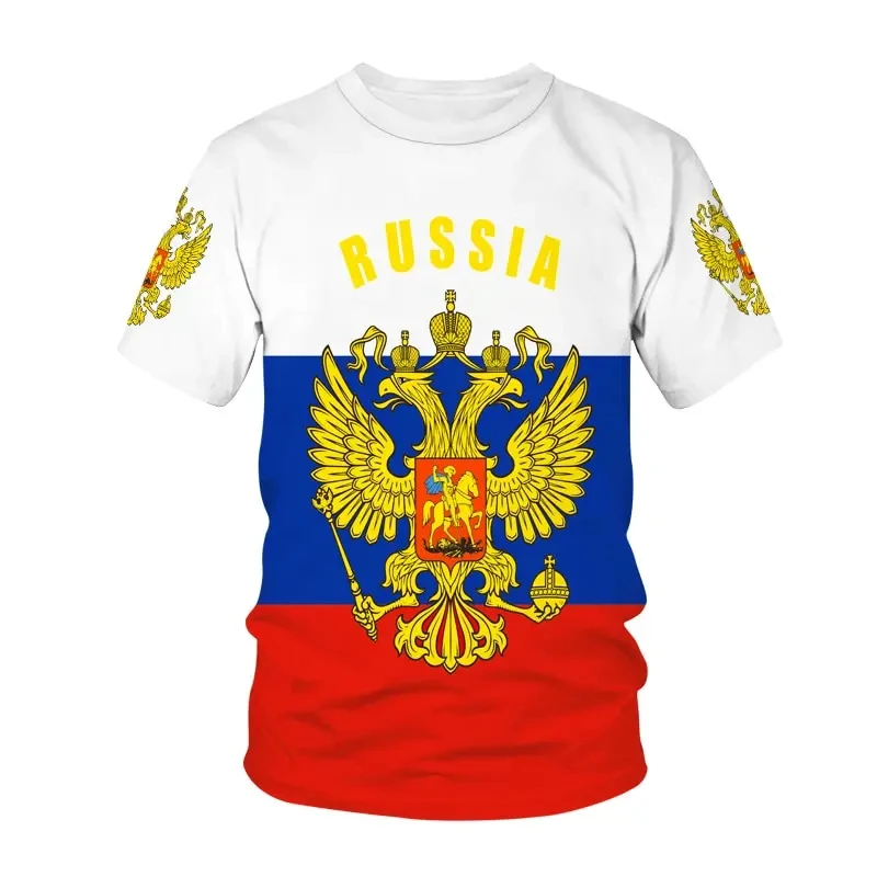 

Russia Men's T-shirt Summer Casual Round Collar Russian Flag Short-sleeved Tops Tees Men Clothing Oversized T Shirts Streetwear