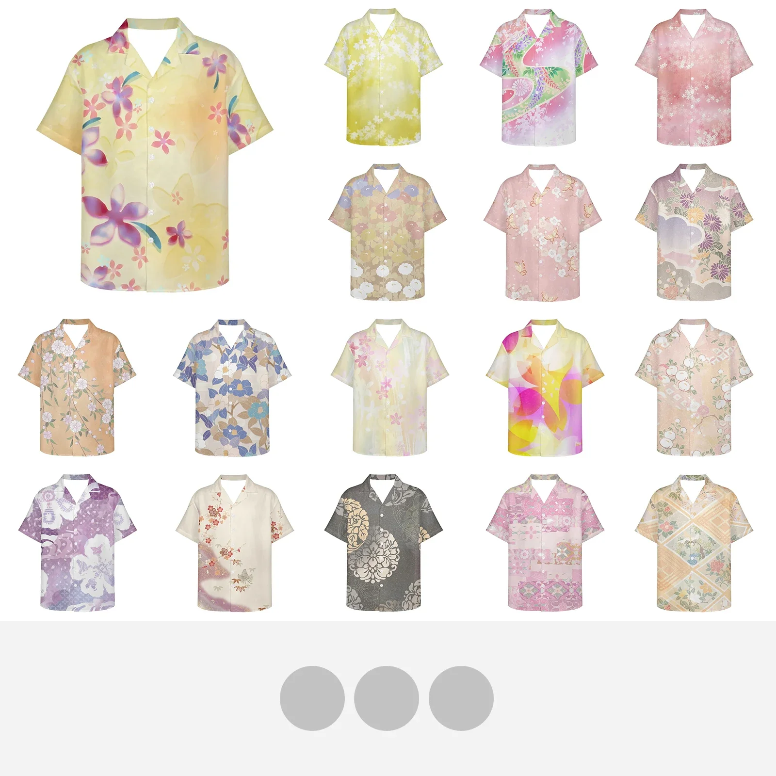 

Japanese Animation Style Clothes Cherry Blossom Shirt For Photographing Hawaiian Aloha Shirt Men Beach Tops Button Clothing
