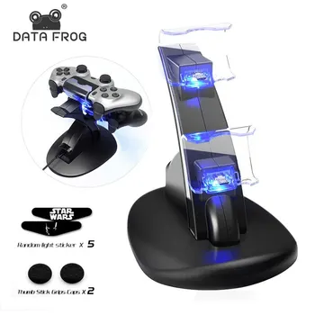DATA FROG LED 듀얼 USB 충전 도크 충전기 컨트롤러 홀더 소니 PS4/PS4 슬림/PS4 프로 게임 패드 스탠드 상품 이미지