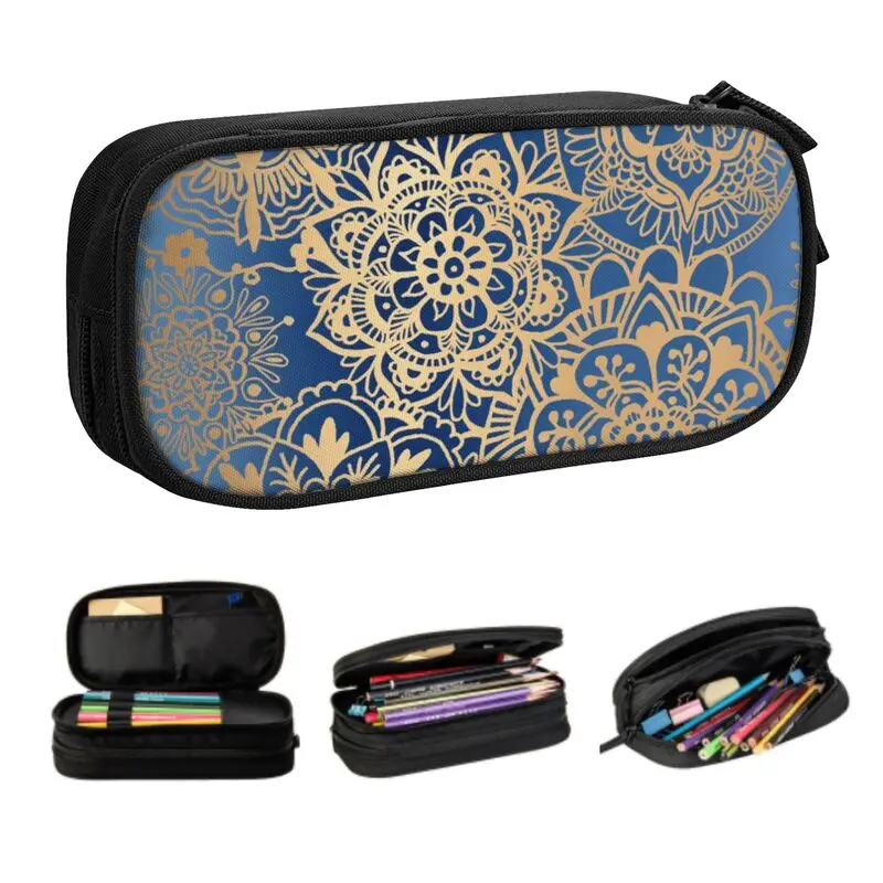 Blue Gold Mandala Pencil Case for Boys Gilrs Large Storage Buddhism Flower Pen Bag Box School Accessories
Blue Gold Mandala Pencil Case for Boys Gilrs Large Storage Buddhism Flower Pen Bag Box School Accessories