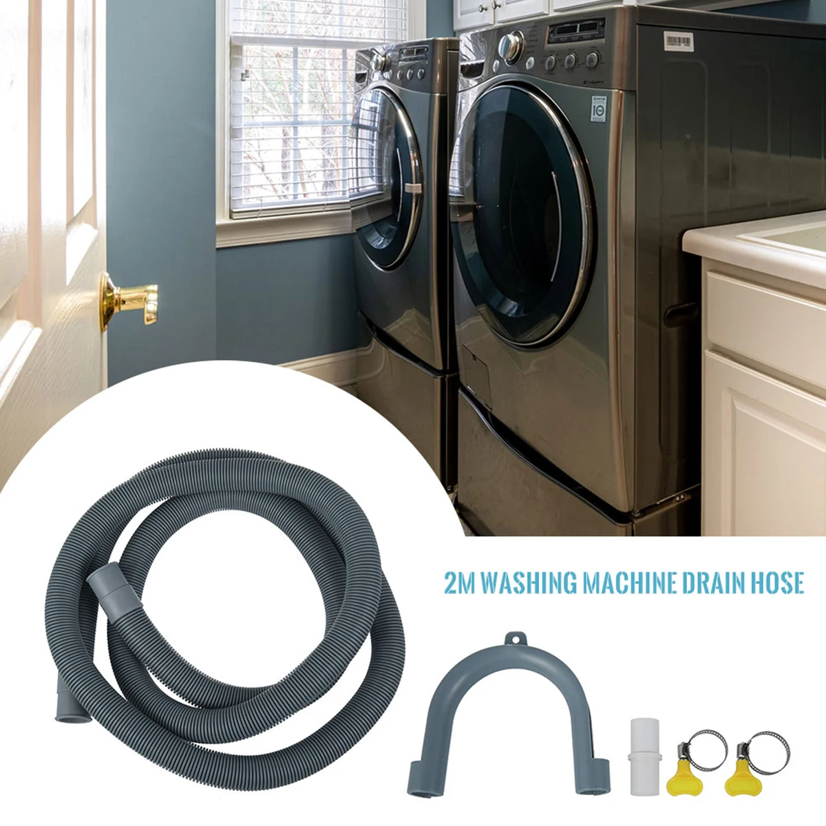 Drain Hose Extension Pipe Kit 6.6FT Universal Replacement Drain Hose for Washing Machine Washer Dryer Dishwasher & Other 
Drain Hose Extension Pipe Kit 6.6FT Universal Replacement Drain Hose for Washing Machine Washer Dryer Dishwasher & Other