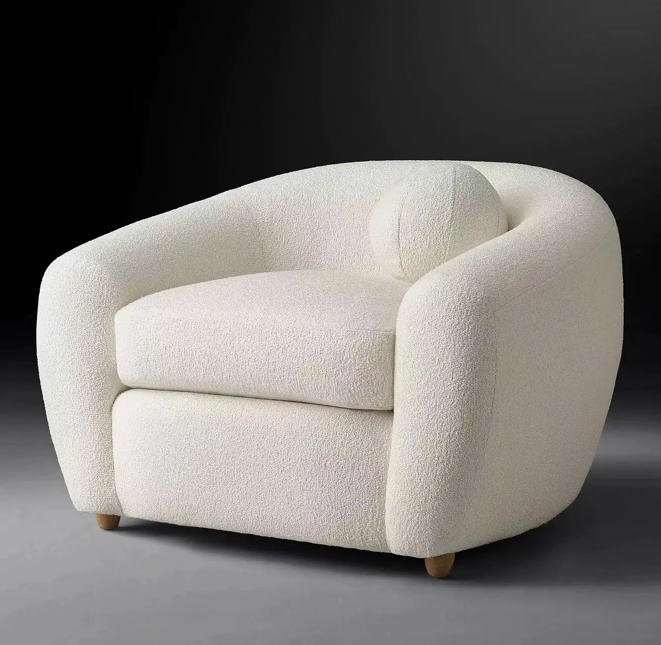 

Hot sell modern living room furniture curved soft upholstery boucle fabric sofa couch classic sylvain chair single sofa