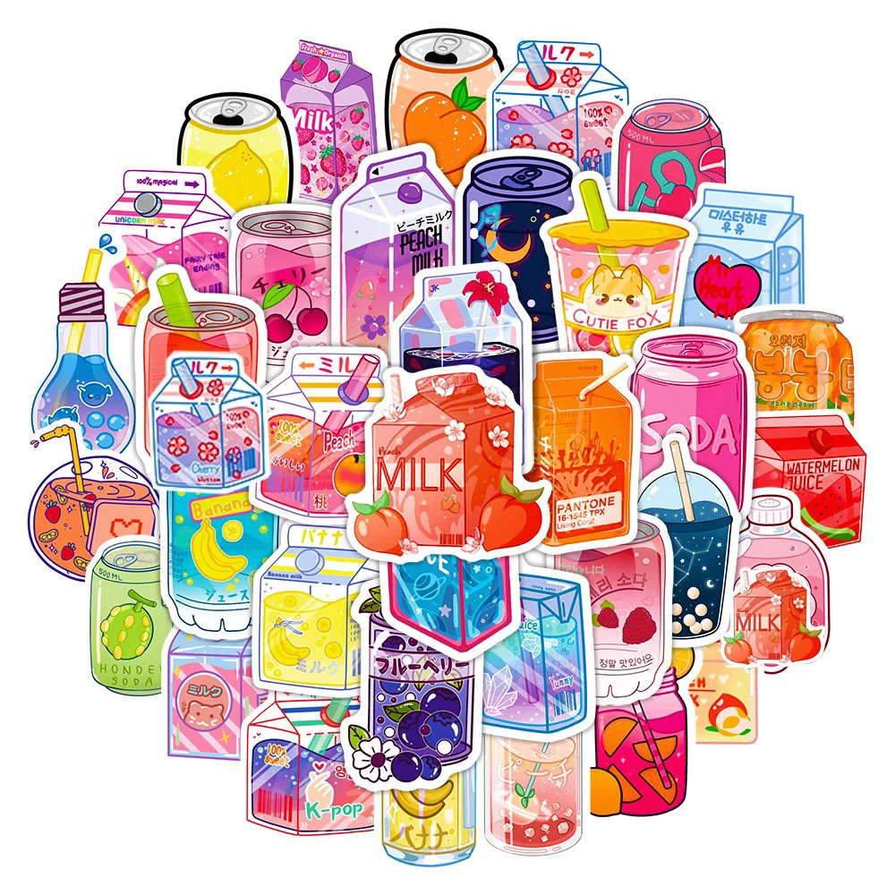

10/30/50pcs Summer Ins Cute Drink Graffiti Stickers Aesthetic Decals Kids Toy Scrapbook Diary Phone Laptop Luggage Bike Sticker