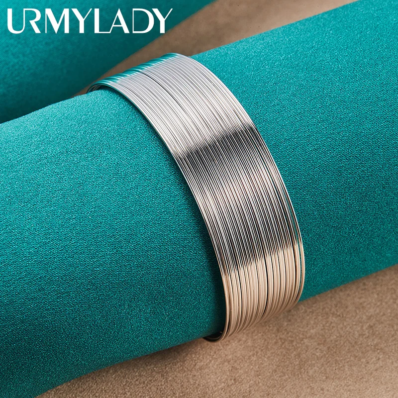 

URMYLADY 925 Sterling Silver Multi Coil Open Bracelet For Women Wedding Fashion Charm Jewelry