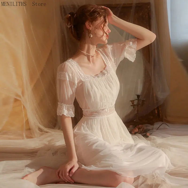 Sexy Sleepwear Women Night Dress Mesh Perspective Mesh Thin Lace Sling Long Nightwear Night Gown Night Dress Home Clothes
Sexy Sleepwear Women Night Dress Mesh Perspective Mesh Thin Lace Sling Long Nightwear Night Gown Night Dress Home Clothes