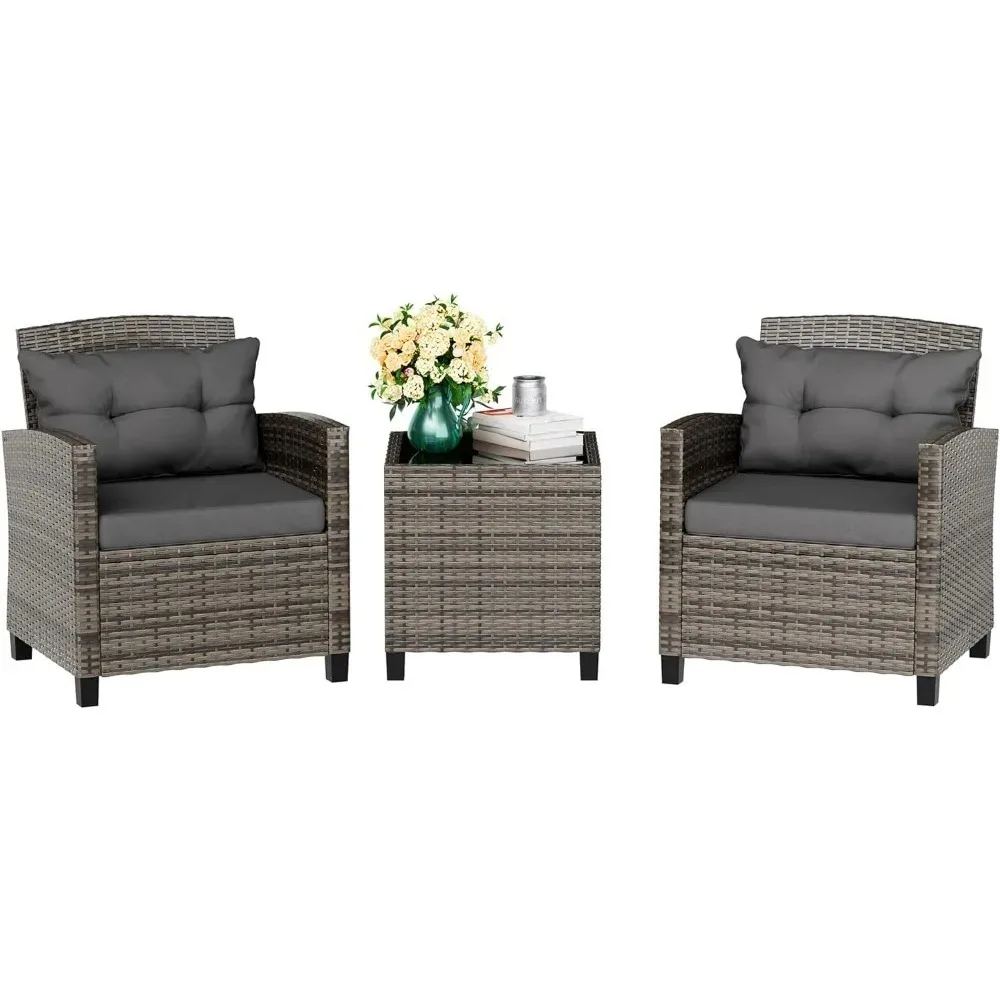 3 Piece Patio Furniture Set Small Outdoor Wicker Rattan Front Porch Bistro Set , Garden, Backyard, Balcony, Poolside
3 Piece Patio Furniture Set Small Outdoor Wicker Rattan Front Porch Bistro Set , Garden, Backyard, Balcony, Poolside