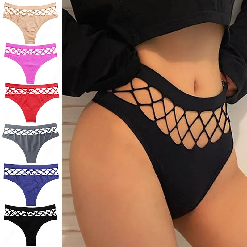 

Very Sexy Mesh Seamless Thong Panty Pink No-Show Hipster Bikini Panties Low Rise Hollow Out Women Brazilian Underwear Brief
