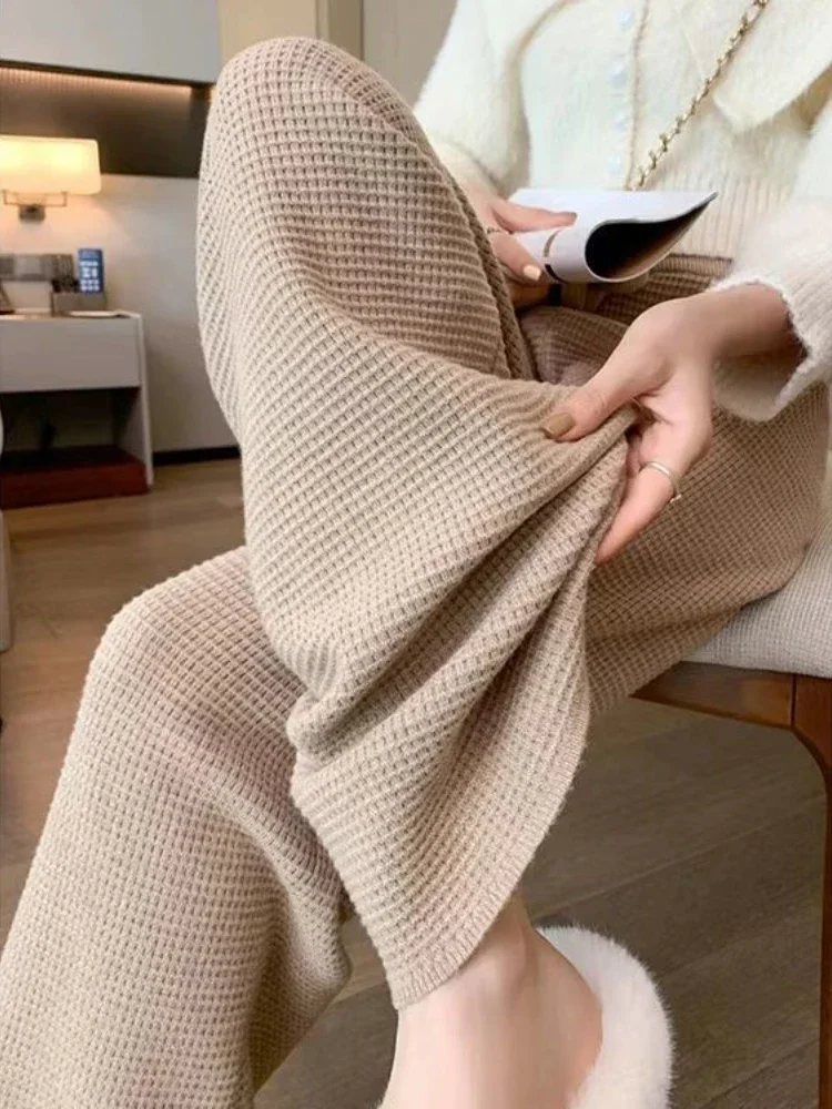 Women's Pants Solid High Waist Lace Up Casual Trousers Comfortable Loose Knitted Wide Leg Fashion Clothing Z225
Women's Pants Solid High Waist Lace Up Casual Trousers Comfortable Loose Knitted Wide Leg Fashion Clothing Z225