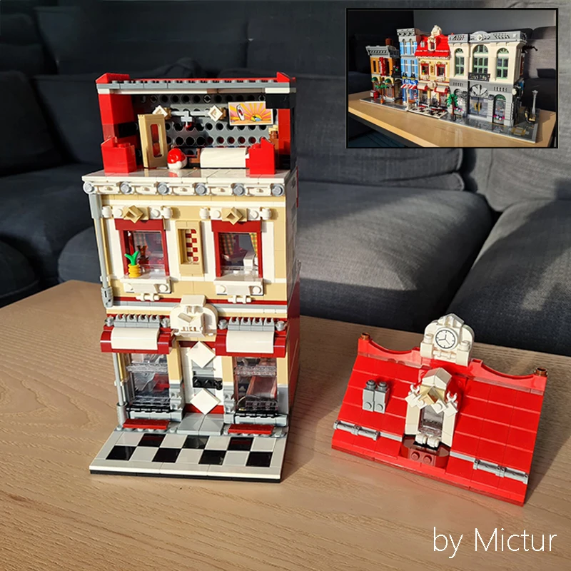 

MOC Street View Christmas Santa's Secret Tetreat - Modular Buildings Blocks Model MOD from 10220 Camper Van Bus DIY Bricks Toys