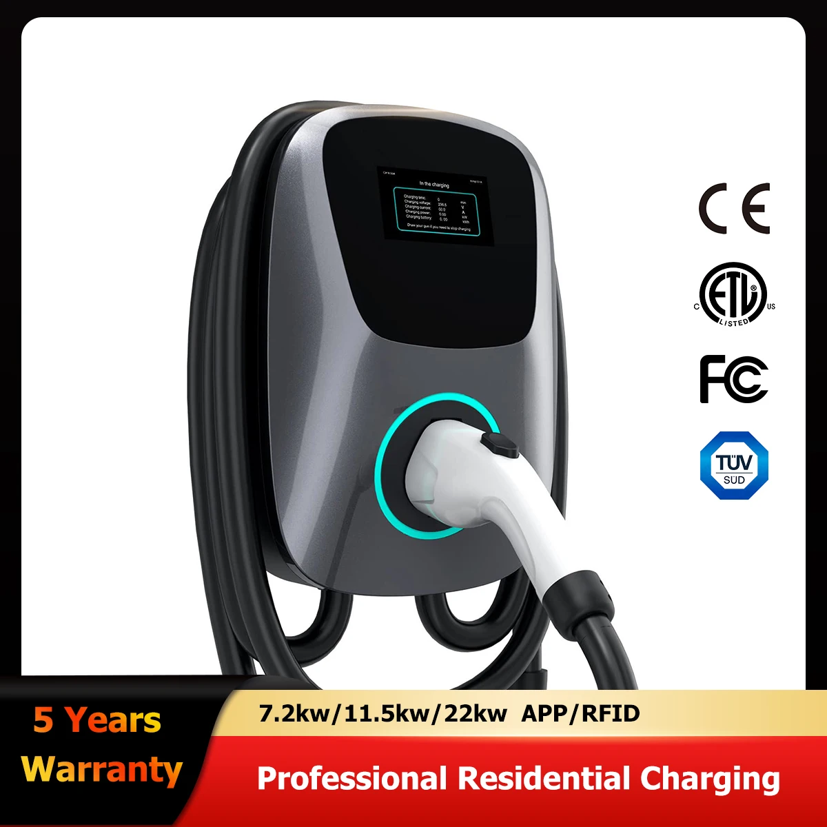 

Jeekvisen Adjustable 16A 32A 7KW 11KW 22KW Type2 AC EV Charger Wallbox EV Charging Stations Car APP Or Swipe Card EVSE