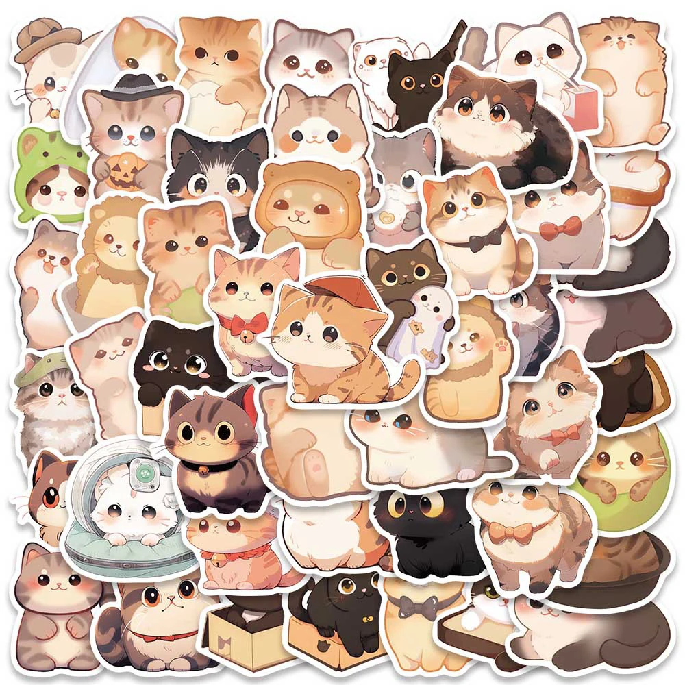 

10/30/50pcs Kawaii Cats Cute Stickers Kid Toys Kitten Cartoon Decals Laptop Phone Suitcase Guitar Diary Decoration Funny Sticker