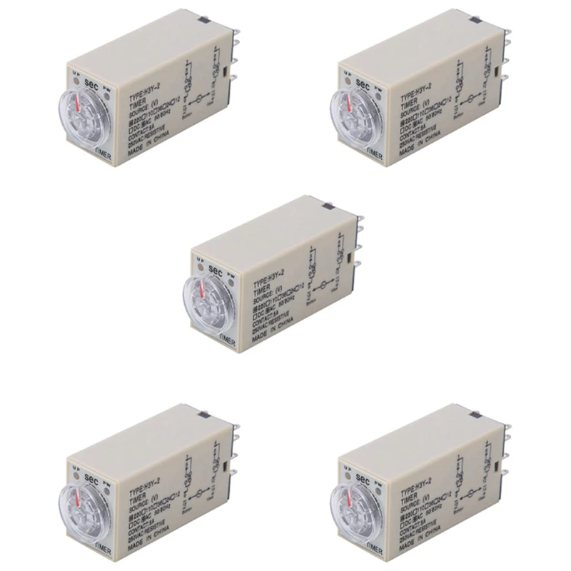 

5X 10S Delay Timer Time Relay H3Y-2 AC 220V 8 PIN Adjusting Knob Control Timing Relay For Household Electrical Systems