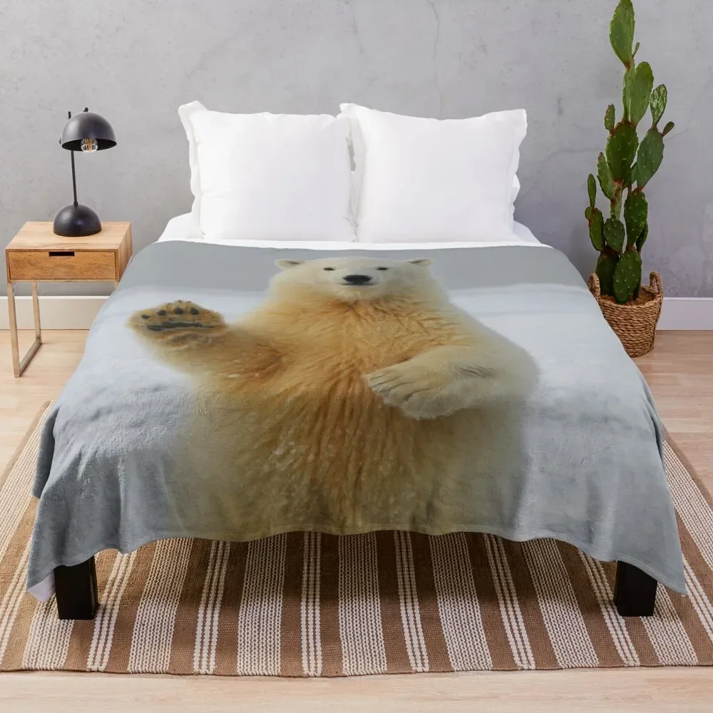 

Polar bear wave Throw Blanket Summer Hairys Decorative Beds Thermals For Travel Blankets