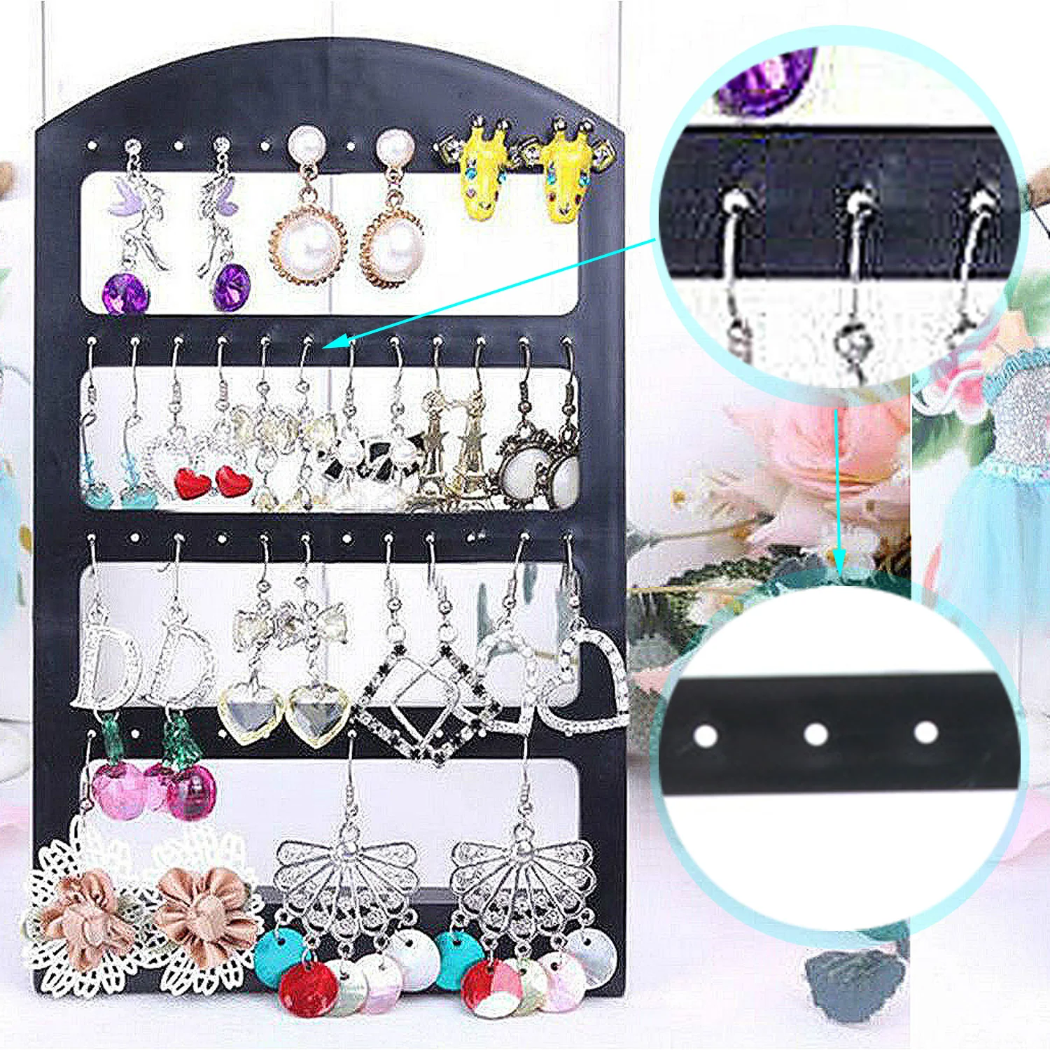 126 Holes Jewelry Organizer Stand Black Plastic Earring Holder Personal Practical Earrings Display Storage Shelf Rack Fashion
126 Holes Jewelry Organizer Stand Black Plastic Earring Holder Personal Practical Earrings Display Storage Shelf Rack Fashion