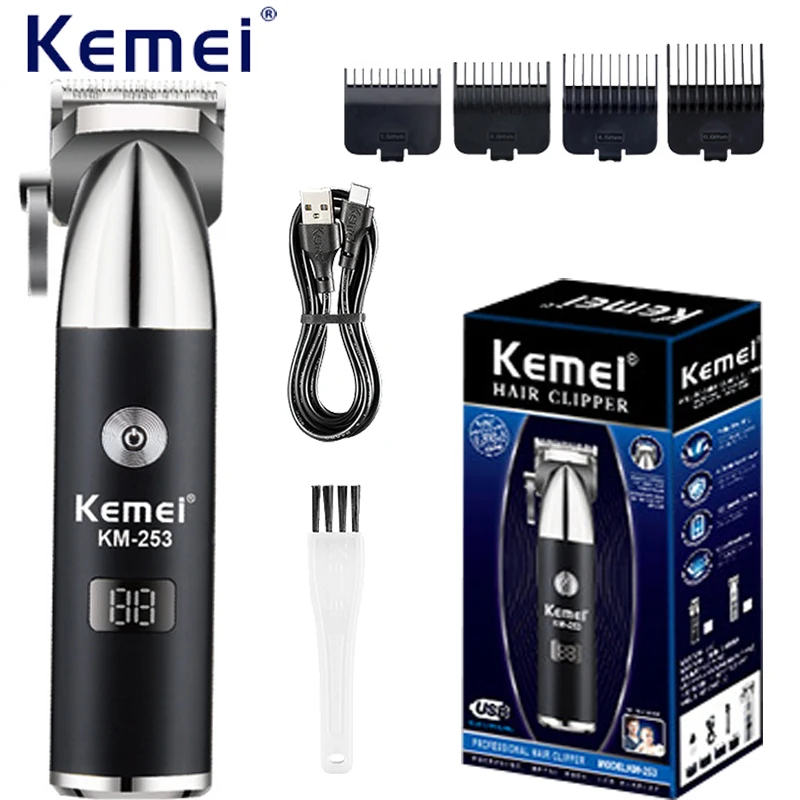 

Kemei KM-253 Professional Hair Clipper USB Charging Hair Cutting Machine Cordless Hair Trimmer Machine Men's Haircut Machine