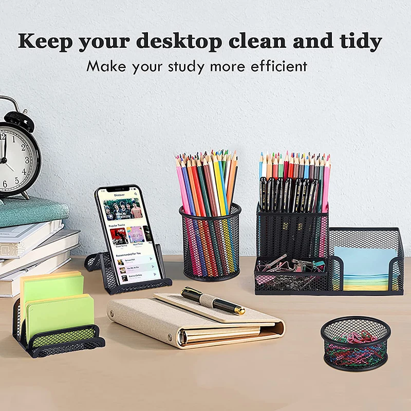 

C2 6pcs Mesh Desk Organizer Set Mail Organizer Letter Holder Home Office Supplies Desk Accessories Storage Basket Home Gadgets