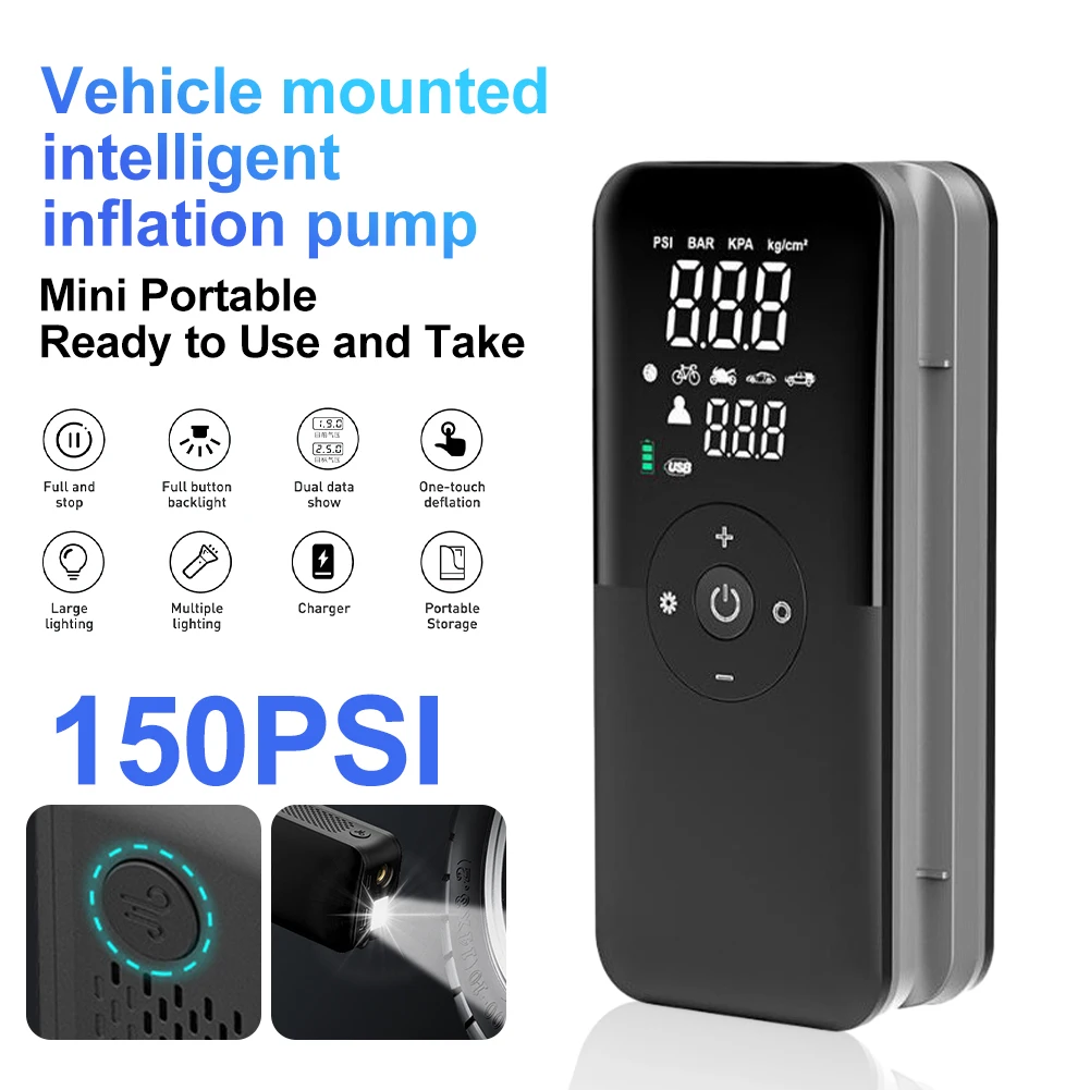 Portable Car Tire Inflator Cordless Air Compressor Pump USB Rechargeable with Digital Display LED for Motorcycle Bicycle Ball
Portable Car Tire Inflator Cordless Air Compressor Pump USB Rechargeable with Digital Display LED for Motorcycle Bicycle Ball