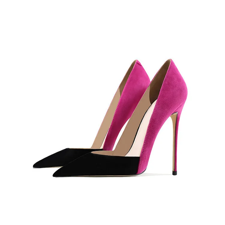 

Женские замшевые туфли-лодочки, заостренный носок, высокий квадратный каблук, цветная обувь на заказ, большие размеры