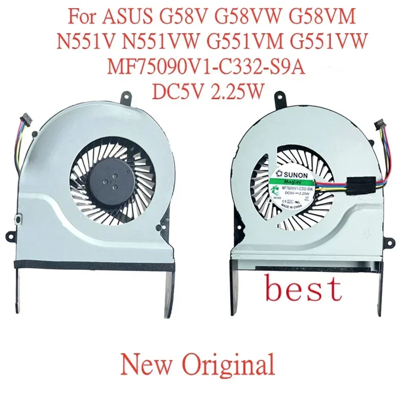 

New Original laptop CPU cooling fan for Asus g58v g58vw g58vm n551v n551vw g551vw g551vm g551vw fan MF75090V1-C332-S9A 5V 2.25W