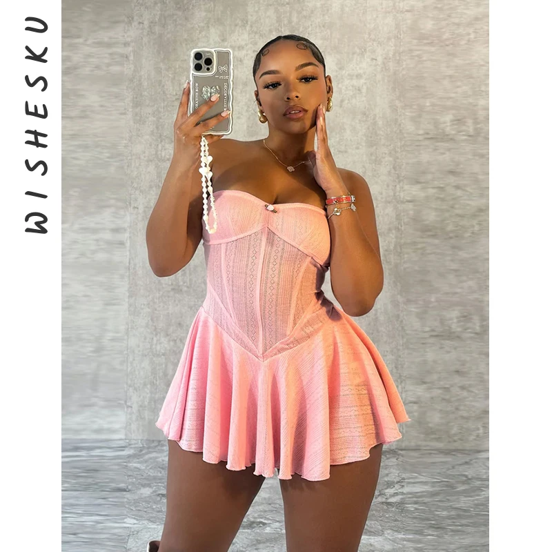 Pink Sexy Y2K Sweet Hot Girl Pleated Mini Dresses Women Off Shoulder Sleeveless Backless Tube Dress 2024 Summer New Vestidos
Pink Sexy Y2K Sweet Hot Girl Pleated Mini Dresses Women Off Shoulder Sleeveless Backless Tube Dress 2024 Summer New Vestidos