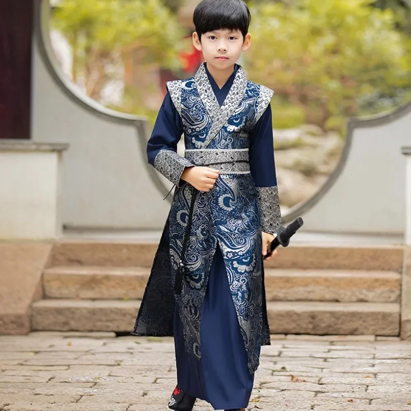 Chinese Style Boys Blue Floral Print Hanfu Stage Outfit Dress Baby Boy Tang Suit Children Ancient Traditional Costume for Kids
Chinese Style Boys Blue Floral Print Hanfu Stage Outfit Dress Baby Boy Tang Suit Children Ancient Traditional Costume for Kids