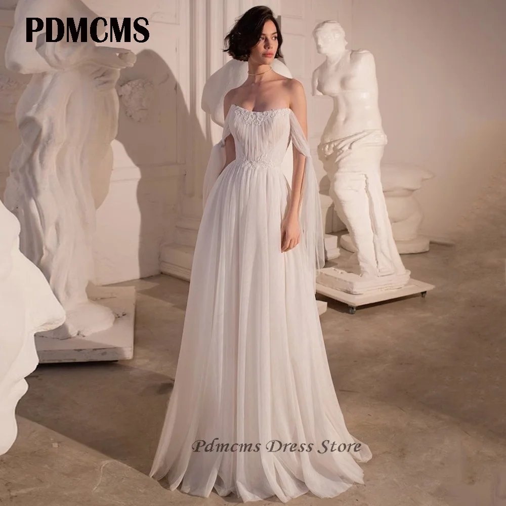 PDMCMS Simple Chiffon Strapless A-line Wedding Dresses Sleeveless Appliques Off Shoulder Wedding Gowns Draped Bridal Dress 2024
PDMCMS Simple Chiffon Strapless A-line Wedding Dresses Sleeveless Appliques Off Shoulder Wedding Gowns Draped Bridal Dress 2024
