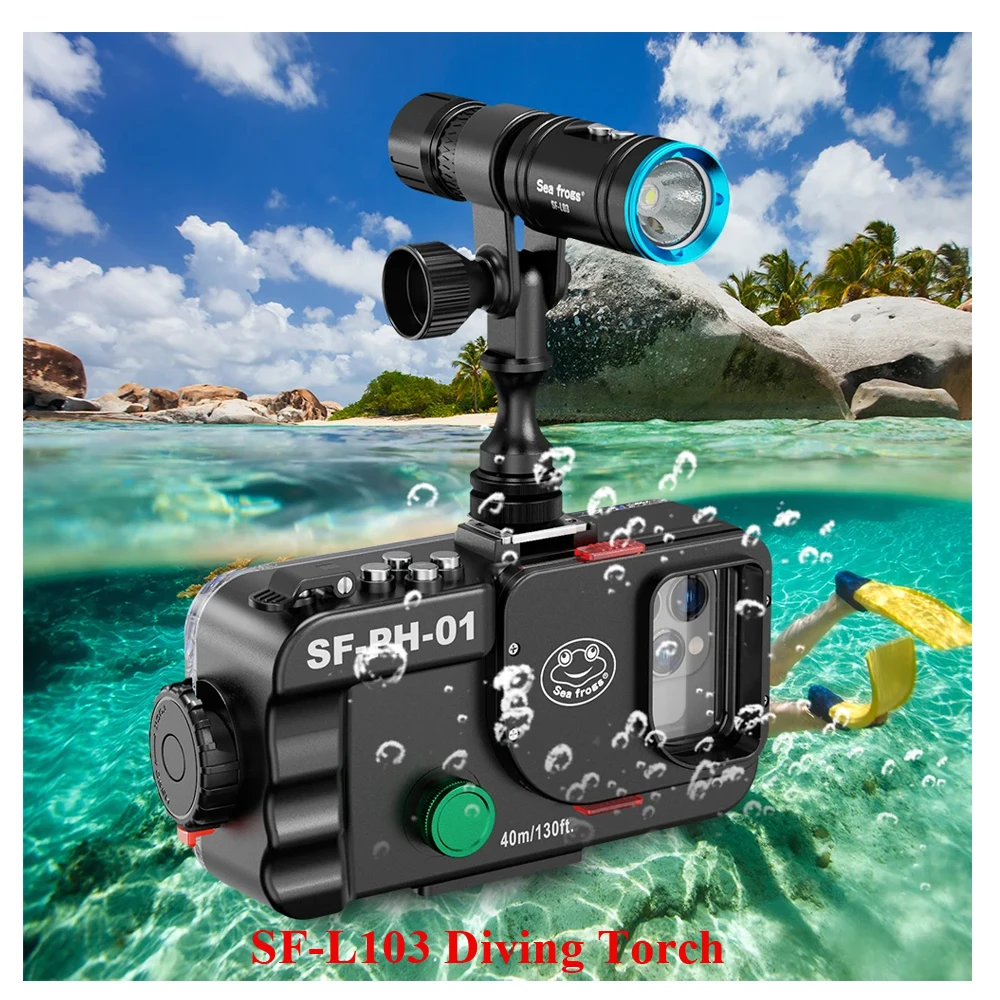 

Seafrogs 100M/325ft Waterproof Diving Torch 1000 Lumen Photography Flashlight Speedlight SF-L03 with Ultra Long Green Laser