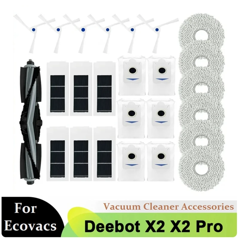 

1Set Replacement Parts For Ecovacs Deebot X2 / X2 Pro / X2 Omni Robot Vacuums Main Side Brush Hepa Filter Mop Cloths Dust Bag
