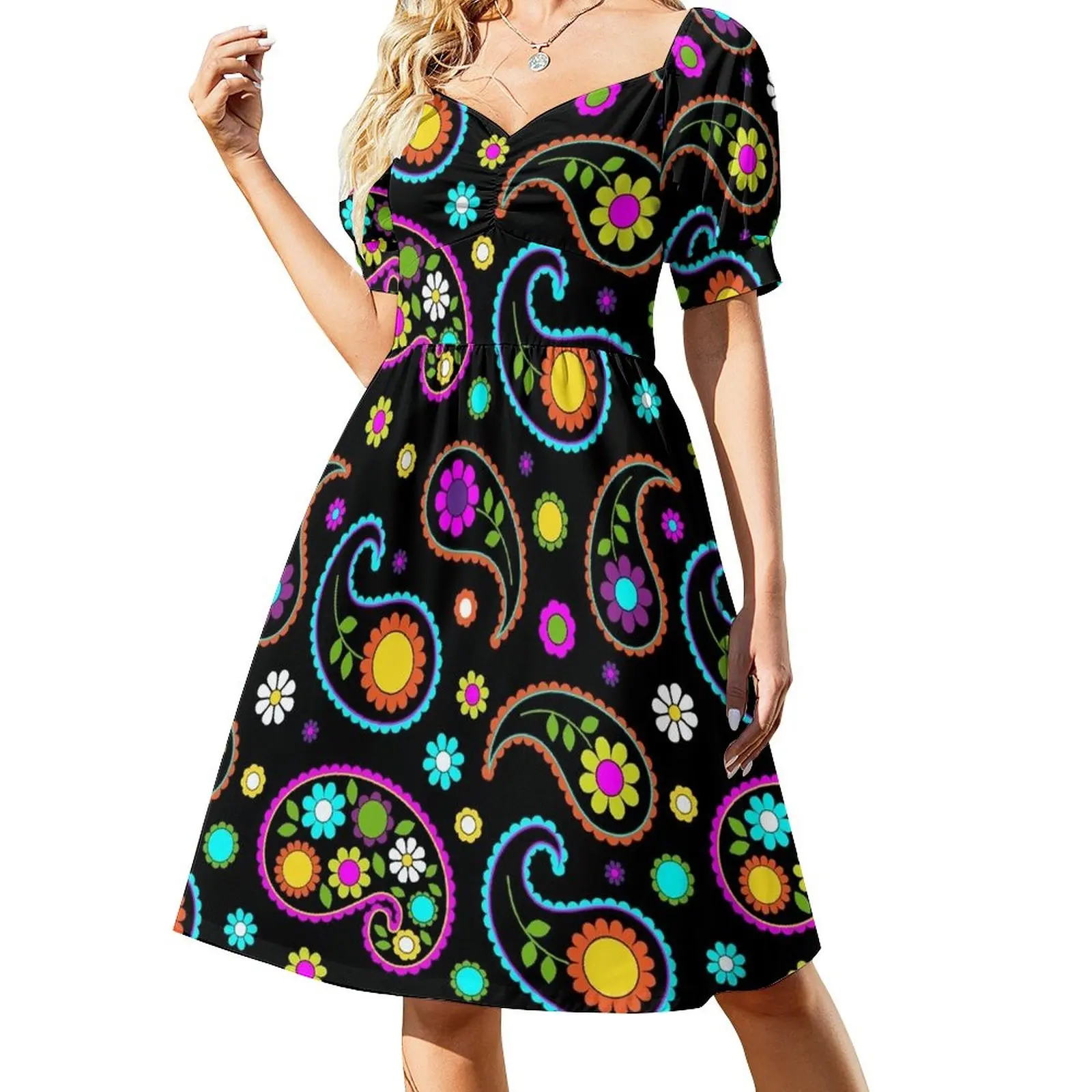 

GROOVY HIPPIE PAISLEY FLORAL PATTERN Dress Cocktail of dresses luxury woman party dress Dresses