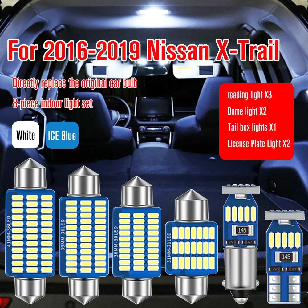 Комплект светильник ламп для салона Nissan X-Trail, X Trail, Rogue, T30, T31, T32, 2016-2019, купольная автомобильная лампа Canbus без ошибок, 8 шт.
Комплект светильник ламп для салона Nissan X-Trail, X Trail, Rogue, T30, T31, T32, 2016-2019, купольная автомобильная лампа Canbus без ошибок, 8 шт.