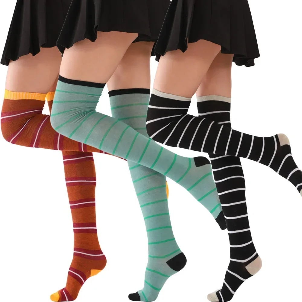 

Striped Long Socks Women Thigh High Over Knee Socks Multi Color Stripes Hosiery Girls Japanese Style Anime Long Stockings