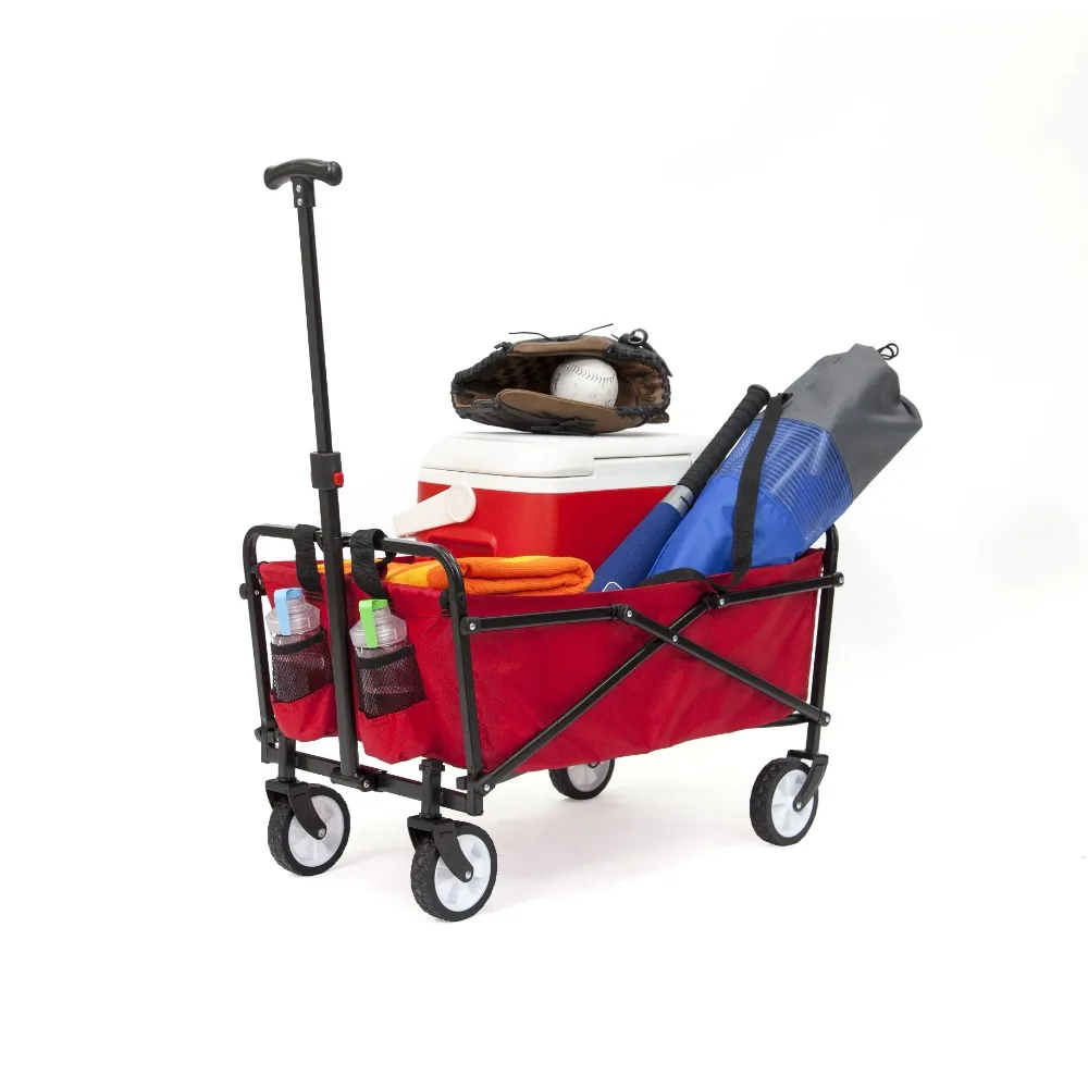 

Trolley Red Folding Cart Steel Compact Collapsible Folding Outdoor Portable Utility Cart Camping Wagon Free Shipping Push Dolly