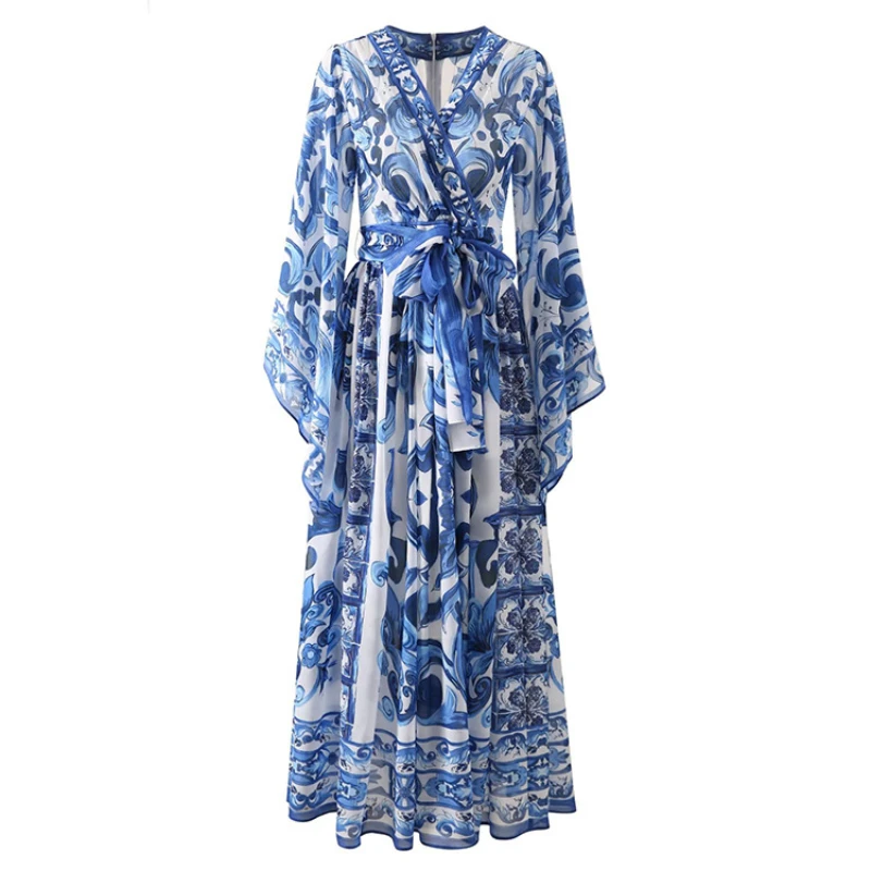 Maxi Dress Women's Clothing 2023 New High Quality Fashion Printed V-Neck Long Sleeved Lace-Up Waist Slimming Elegant Dress S-XXL
Maxi Dress Women's Clothing 2023 New High Quality Fashion Printed V-Neck Long Sleeved Lace-Up Waist Slimming Elegant Dress S-XXL